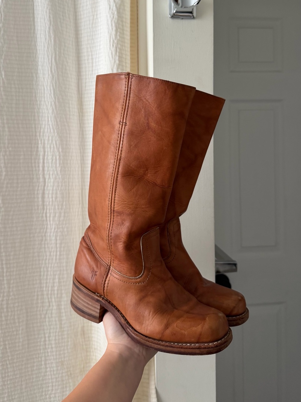 Vintage Frye Campus Boots in Saddle Brown Leather